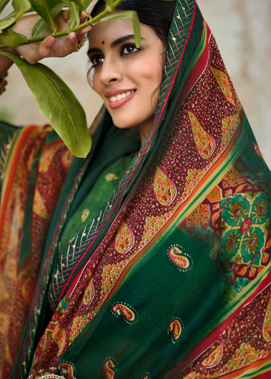 Kashvi Jasleen Fancy Wear Georgette Ethnic Wear Printed Saree Collection